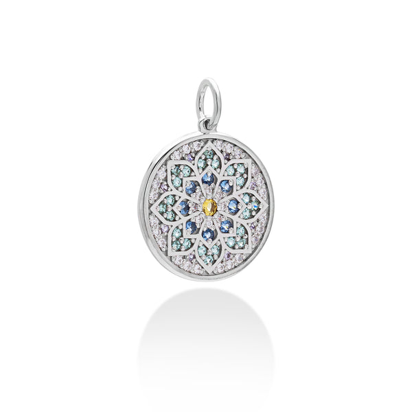 Lory Jewellery Mandala Flower Pendant P21031 Siamite #1023 Silver 925