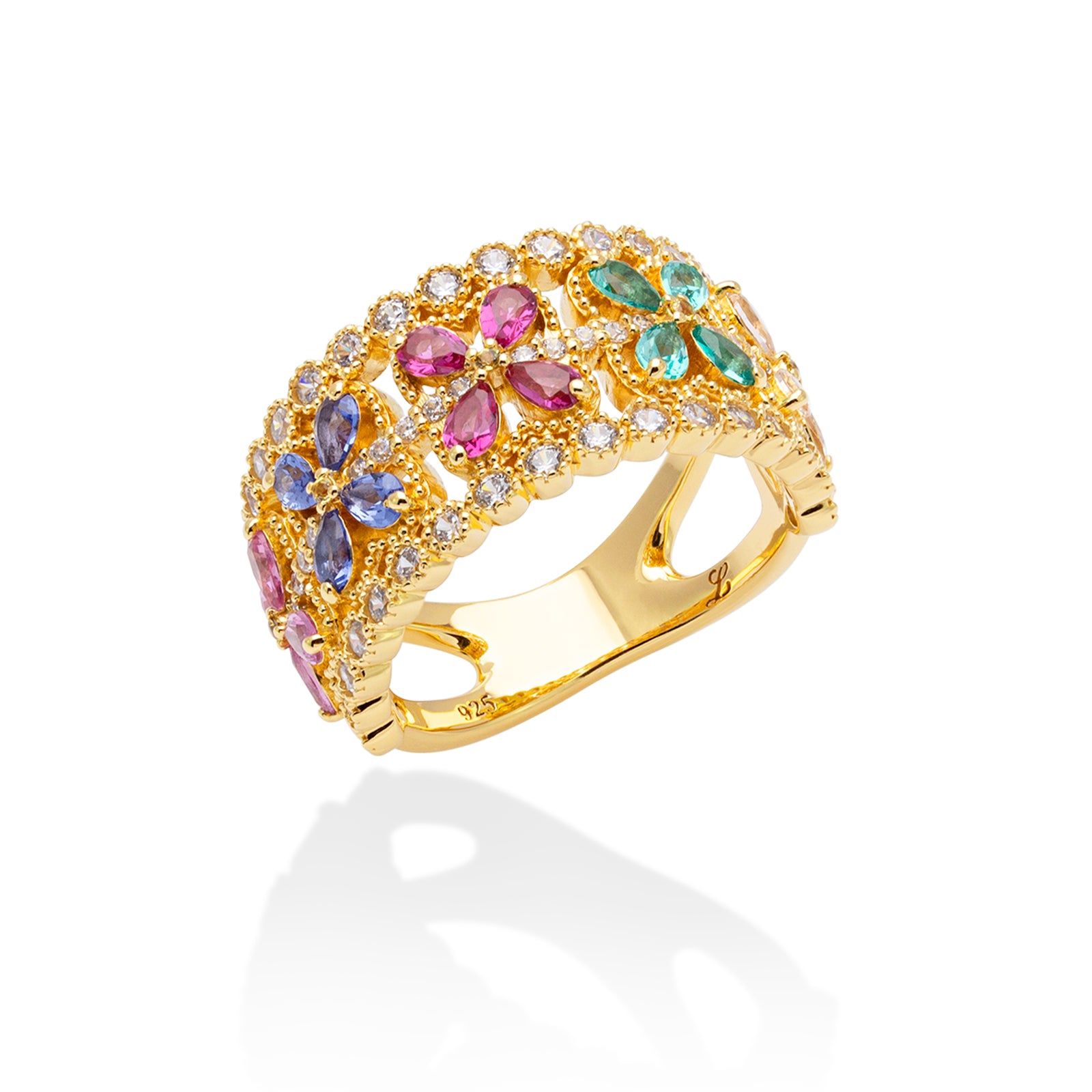 Lory Jewelery Flower Ring R19054 Siamite #155101 Silver 925
